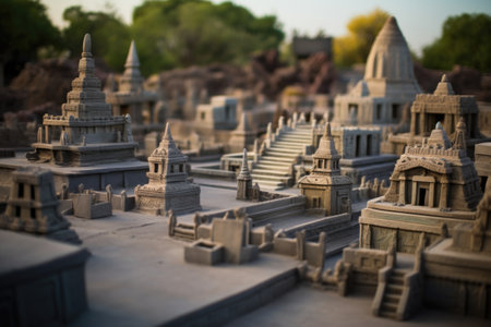 miniature monuments from several nations scattered, created with generative aiの素材