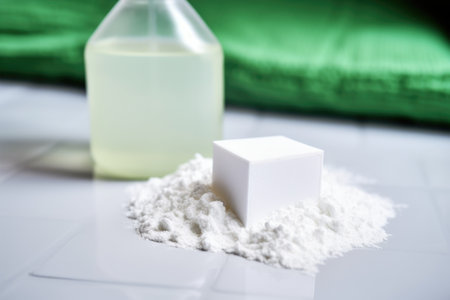 a close-up view of eco-friendly toilet bleach on bathroom tiles, created with generative aiの素材