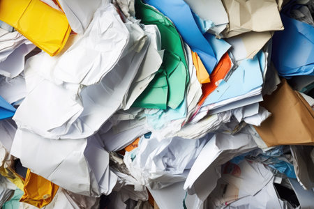 collection of paper waste set aside for recycling, created with generative aiの素材