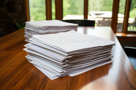 neatly arranged real estate forms on a table, created with generative aiの素材