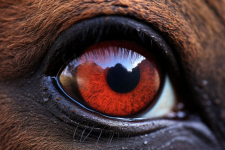 close capture of a bisons red eye, created with generative aiの素材
