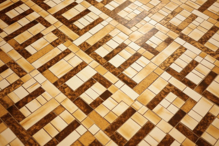 detail: mosaic tile pattern on a bathroom floor, created with generative aiの素材