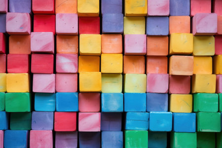 organized piles of colorful blocks in ascending order, created with generative aiの素材