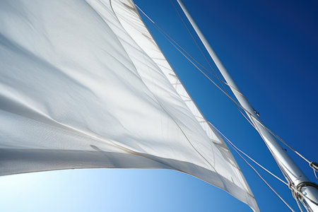 a sail flapping against the backdrop of a clear sky, created with generative aiの素材