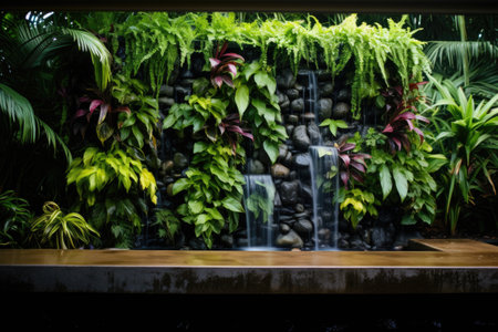a living wall with water feature, created with generative aiの素材