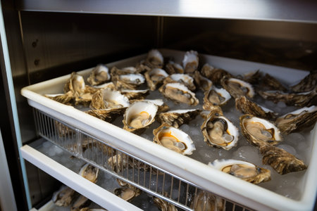 oysters opened and left out of refrigeration for hours, created with generative aiの素材