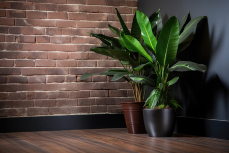 a rubber plant with glossy leaves in a corner, created with generative aiの素材