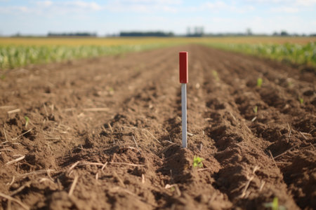 close-up of a plot marker on a large, undisturbed land, created with generative aiの素材