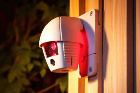 an illuminated infrared sensor from a burglar alarm system, created with generative aiの素材