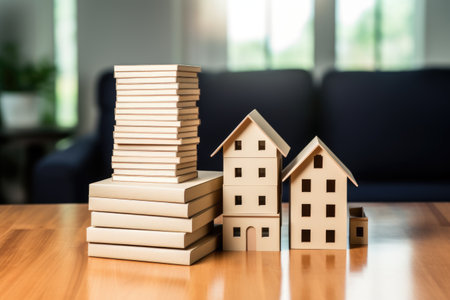 homeowner insurance and moving boxes on a table, created with generative aiの素材