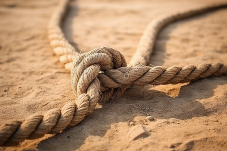 thick ropes on the ground without any usage, created with generative aiの素材