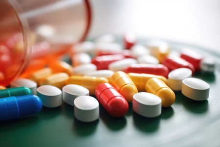 a pack of medication with all pills stuck inside, created with generative aiの素材