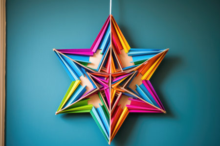 popsicle stick star of david fashioned into a wall decoration, created with generative aiの素材