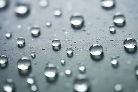 waterdrops on a surface cleaned with disinfectant solution, created with generative aiの素材