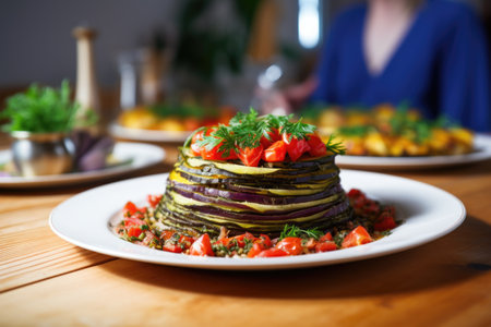 ratatouille being served on a plate, created with generative aiの素材