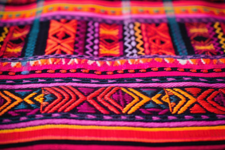 handcrafted indigenous textile closeup, created with generative aiの素材