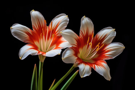 twin flowers blossoming side by side, created with generative aiの素材