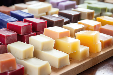 close-up of soap into bars, created with generative aiの素材