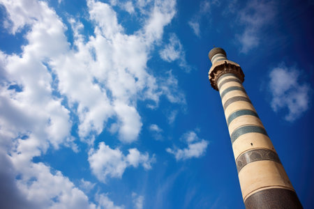 azure skies over a minaret of an islamic mosque, created with generative aiの素材