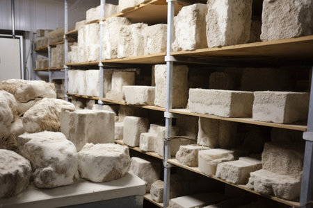 clusters of mycelium bricks in the laboratory, created with generative aiの素材