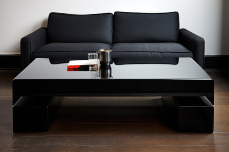 minimalistic lacquered coffee table with a glass top, created with generative aiの素材