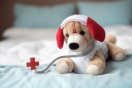 bandaged on a generic toy animal, created with generative aiの素材