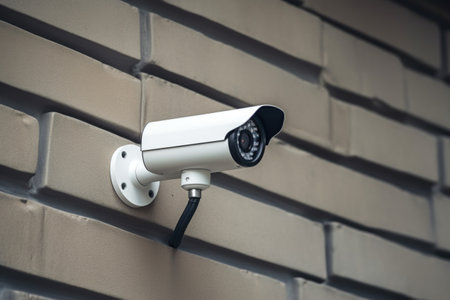 home security camera mounted on a wall, created with generative aiの素材