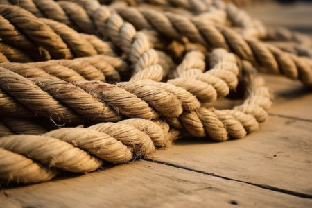 thick ropes on the ground without any usage, created with generative aiの素材