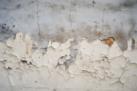 a cracked and peeling wall ready for repairs, created with generative aiの素材