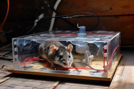 an electric rat trap with a rat inside, created with generative aiの素材