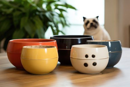 ceramic food bowls designed for pets, created with generative aiの素材