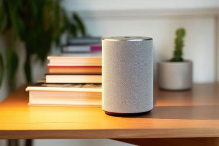 a smart speaker reciting e-learning content, created with generative aiの素材