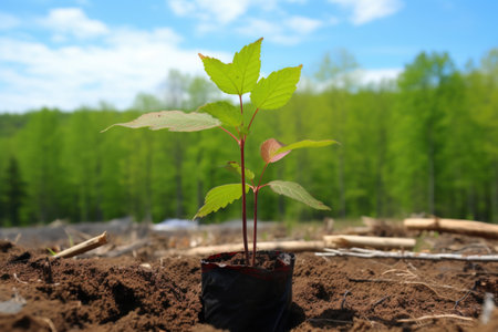 environmental certification beside a budding sapling, created with generative aiの素材