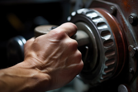 a close-up of a hand shifting into high gear, created with generative aiの素材