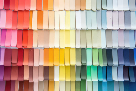 full frame of multicolor paint swatches, created with generative aiの素材