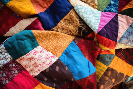patchwork quilt made of diverse patterns and colors, created with generative aiの素材