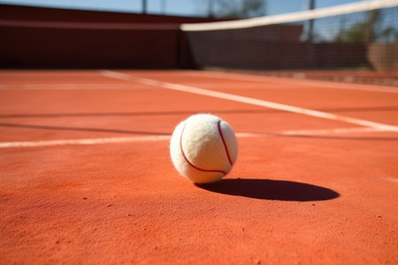 a tennis racket and ball under midday sunlight, created with generative aiの素材