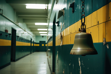 school bell swapped with a prison alarm, created with generative aiの素材