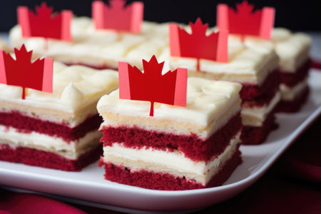 canadian flags on a cake for canada day, created with generative aiの素材