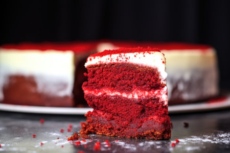 cheesecake with red velvet crust, created with generative aiの素材