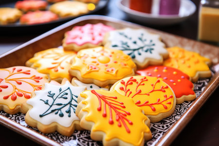 sugar cookies shaped and decorated for boxing day, created with generative aiの素材
