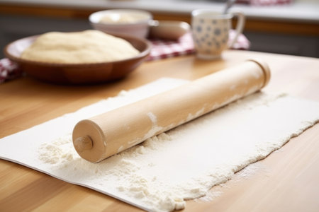 rolling pin flattening dough, created with generative aiの素材