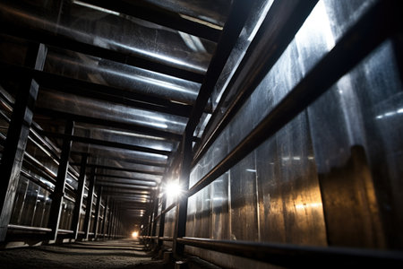 metal bars of a cell under harsh lighting, created with generative aiの素材