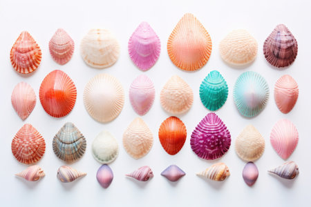 gradient collection of seashells representing variety, created with generative aiの素材