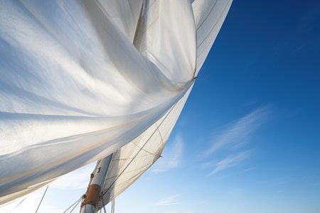 a sail flapping against the backdrop of a clear sky, created with generative aiの素材