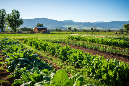 representation of sustainable farming with healthy crops, created with generative aiの素材