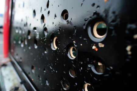 bullet holes in a police riot shield, created with generative aiの素材