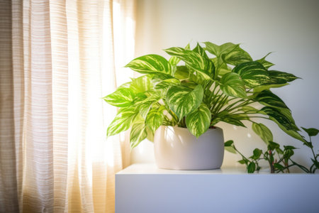 indoor plant tucked in a bright therapy room corner, created with generative aiの素材