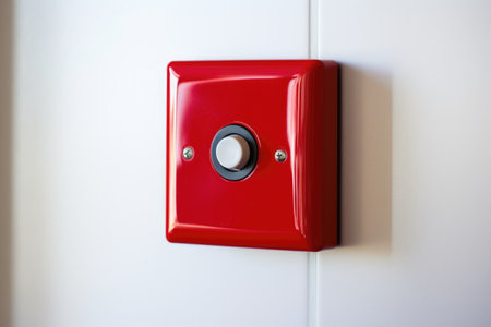fire alarm switch on a polished wall, created with generative aiの素材