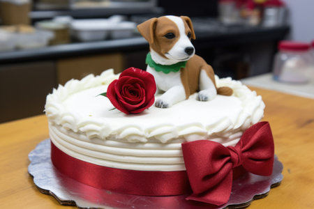 a close-up of an adoption day cake for a pet, created with generative aiの素材